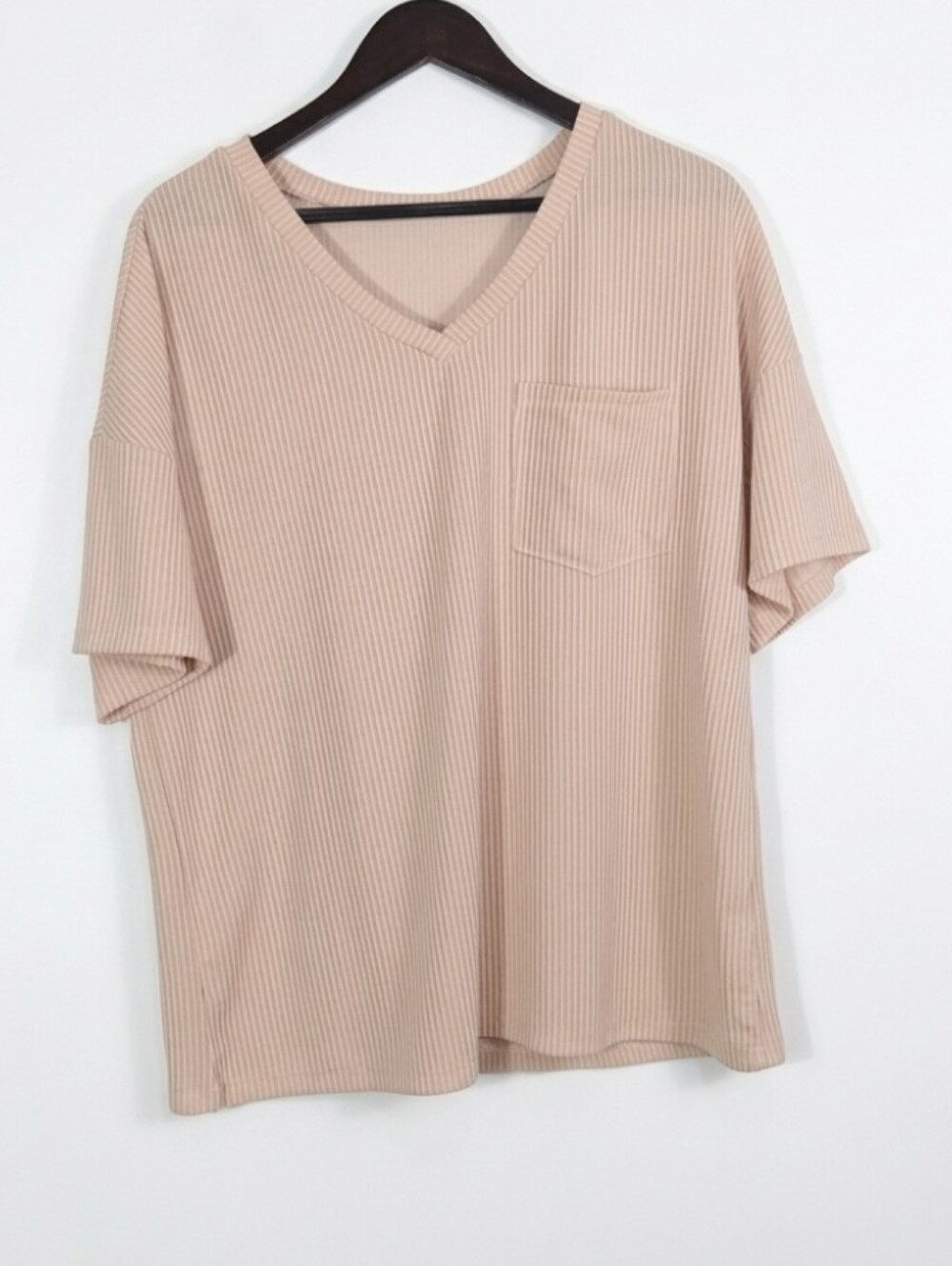 light pink textured short sleeve top